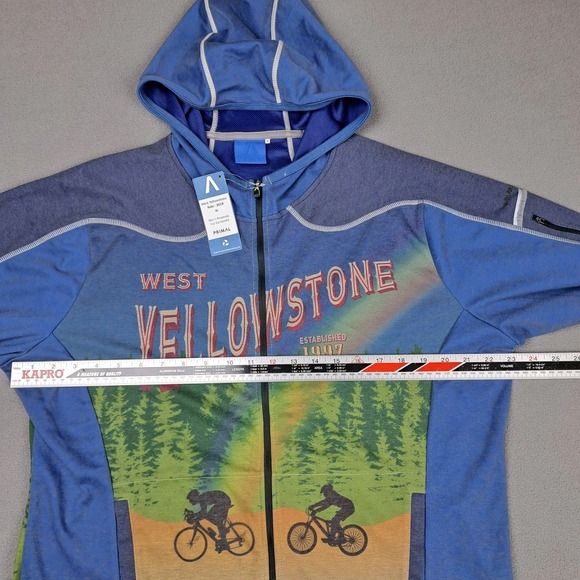 Primal Cycling Jersey‎ Sweater Mens XL Yellowstone Full Zip Hooded Pockets NEW - Picture 7 of 14